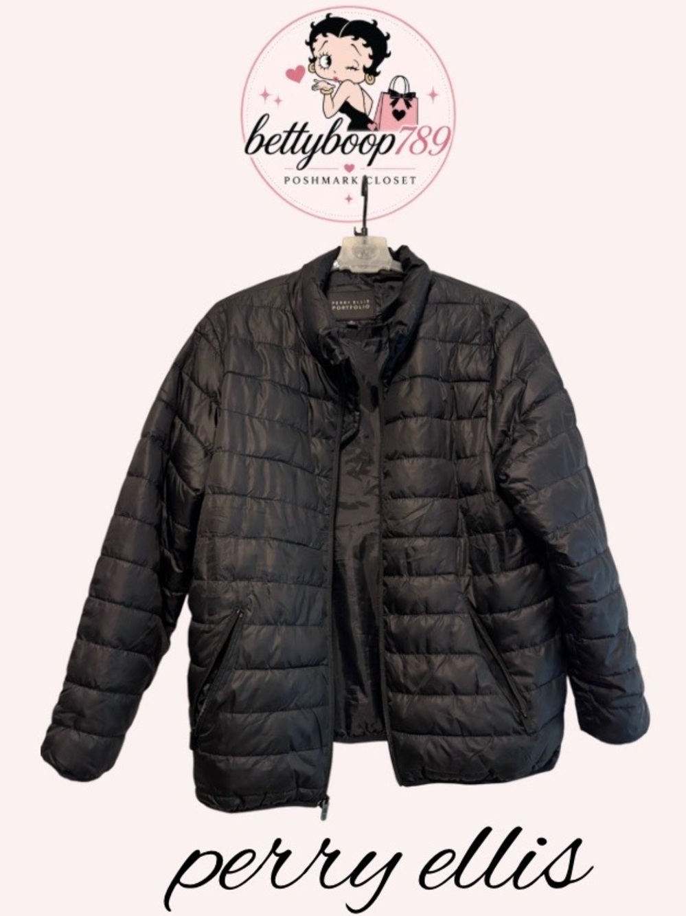 Perry Ellis Black Quilted Puffer Jacket
